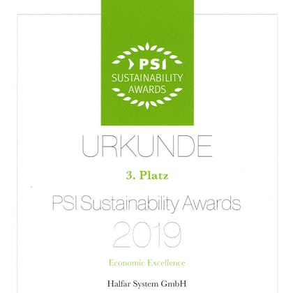 Halfar came third in the Economic Excellence category of the PSI Sustainability Awards 2019