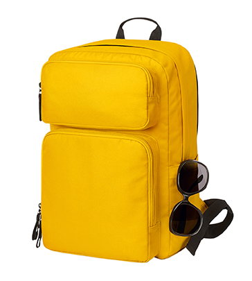 notebook backpack FELLOW in yellow with sunglasses