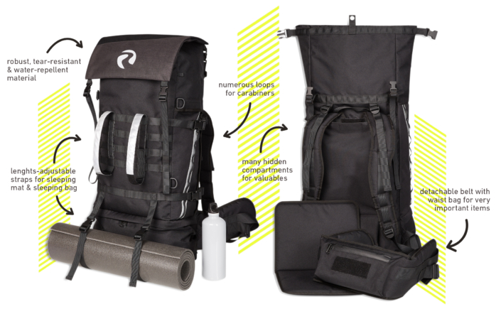 Close-up of the homeless backpack – Functional and durable desig