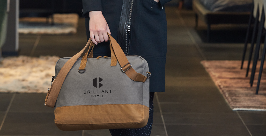 Laptop bag with company logo presented as NOTEBOOK BAG LIFE