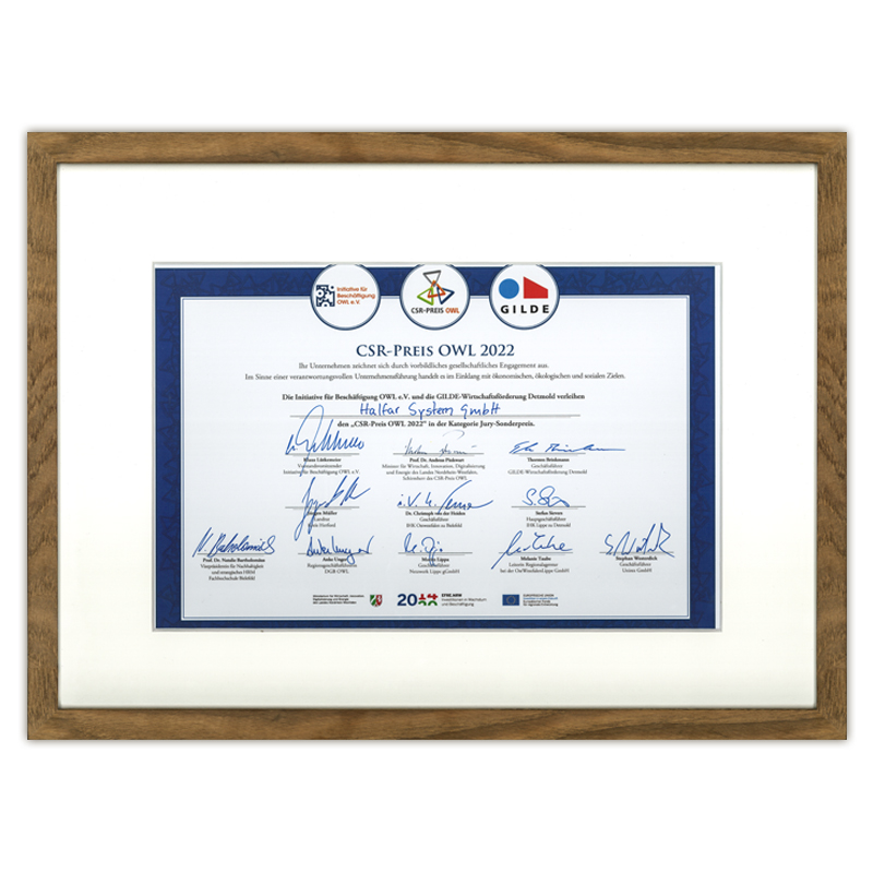 Halfar won the CSR Prize OWL 2022 in the category "Special Jury Prize