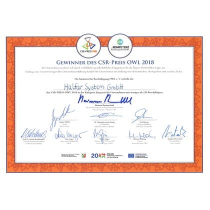 Halfar won the CSR Prize OWL in 2018
