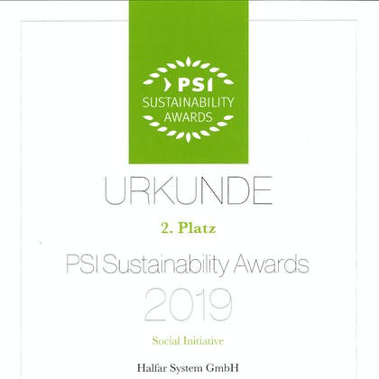 Halfar came second in the "Social Initiative" category at the PSI Sustainability Awards 2019