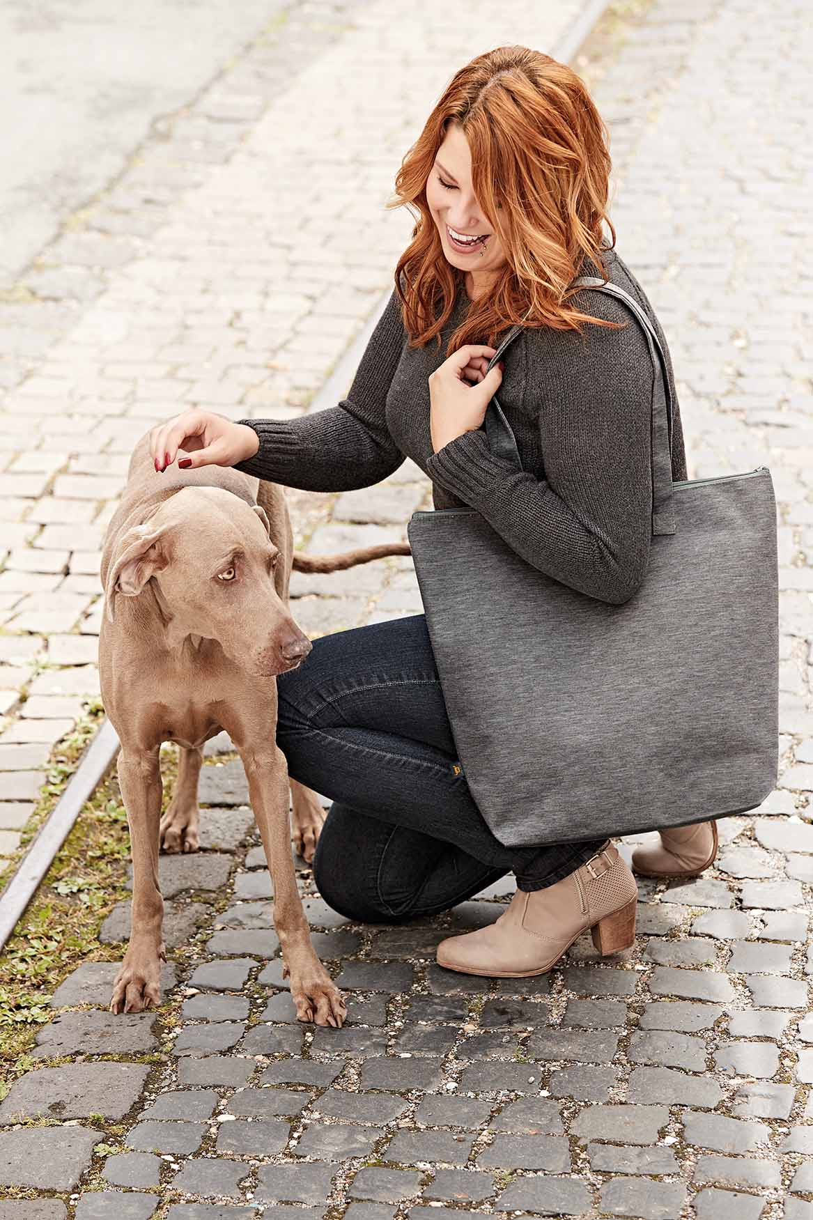 shopper JERSEY presented outside with a dog