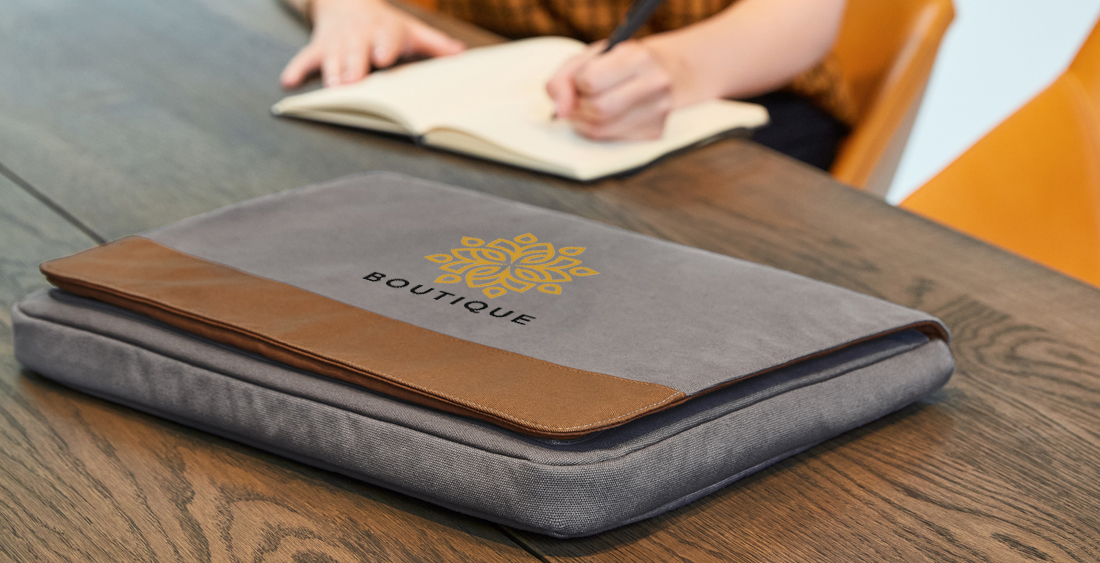 Printed cover in a meeting on the table as merchandising bags