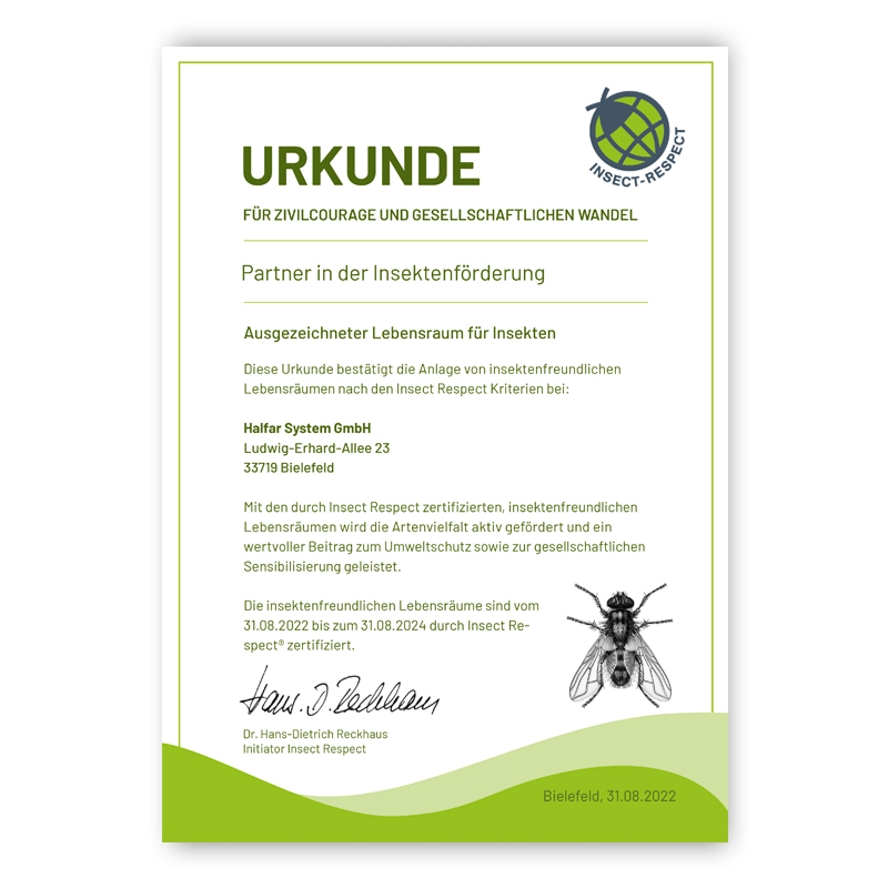 Halfar offers excellent habitat for insects and has been officially awarded for it since 2022