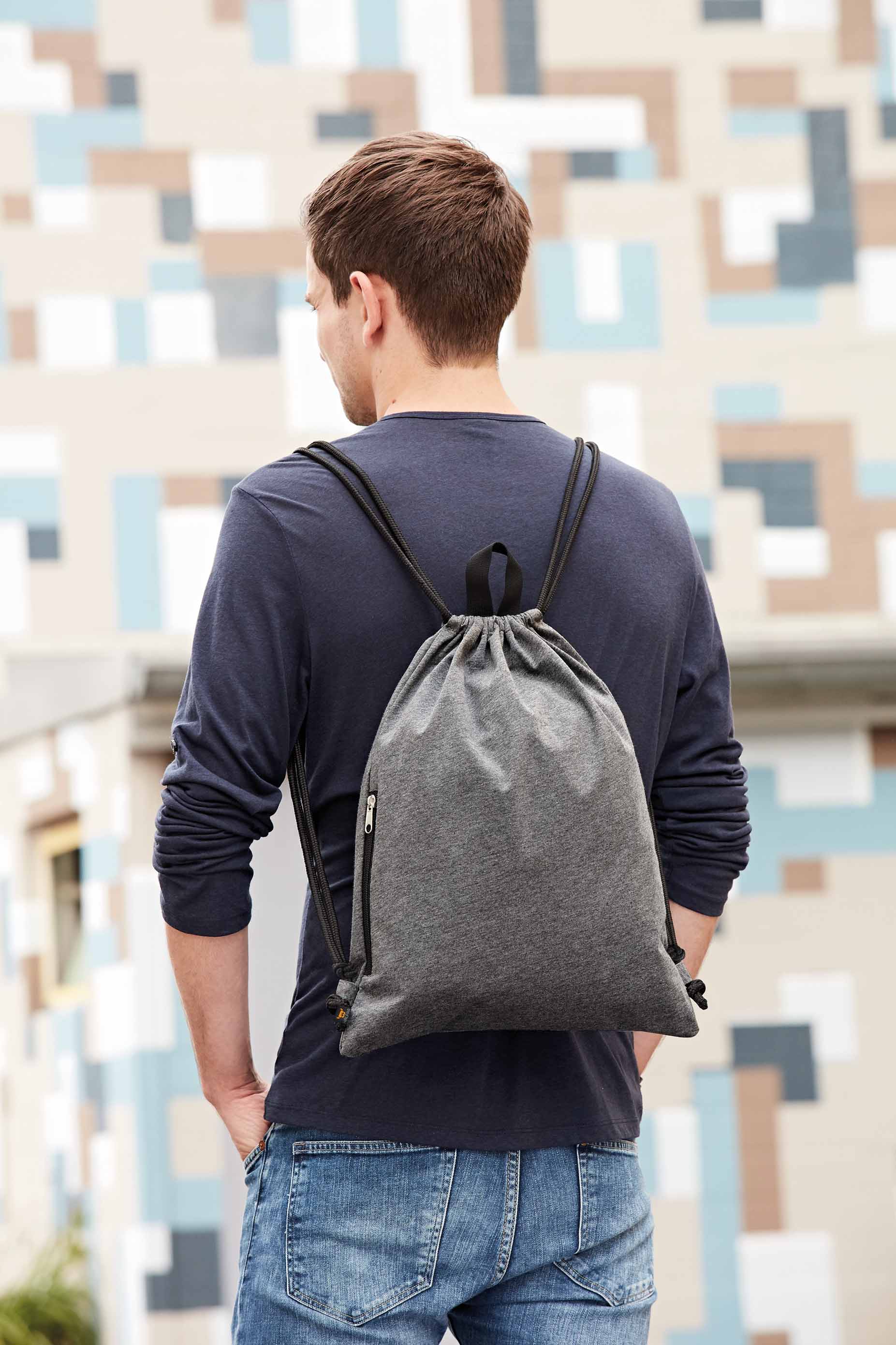 drawstring bag JERSEY presented outside