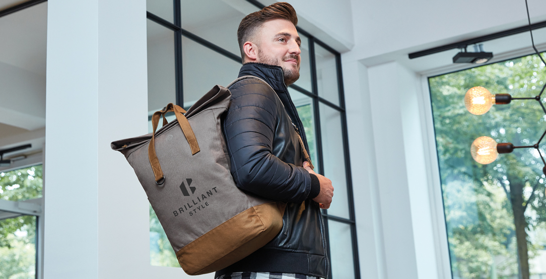 Advertising backpacks presented as notebook backpack Life